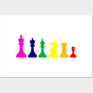 Rainbow Chess Pieces Posters and Art